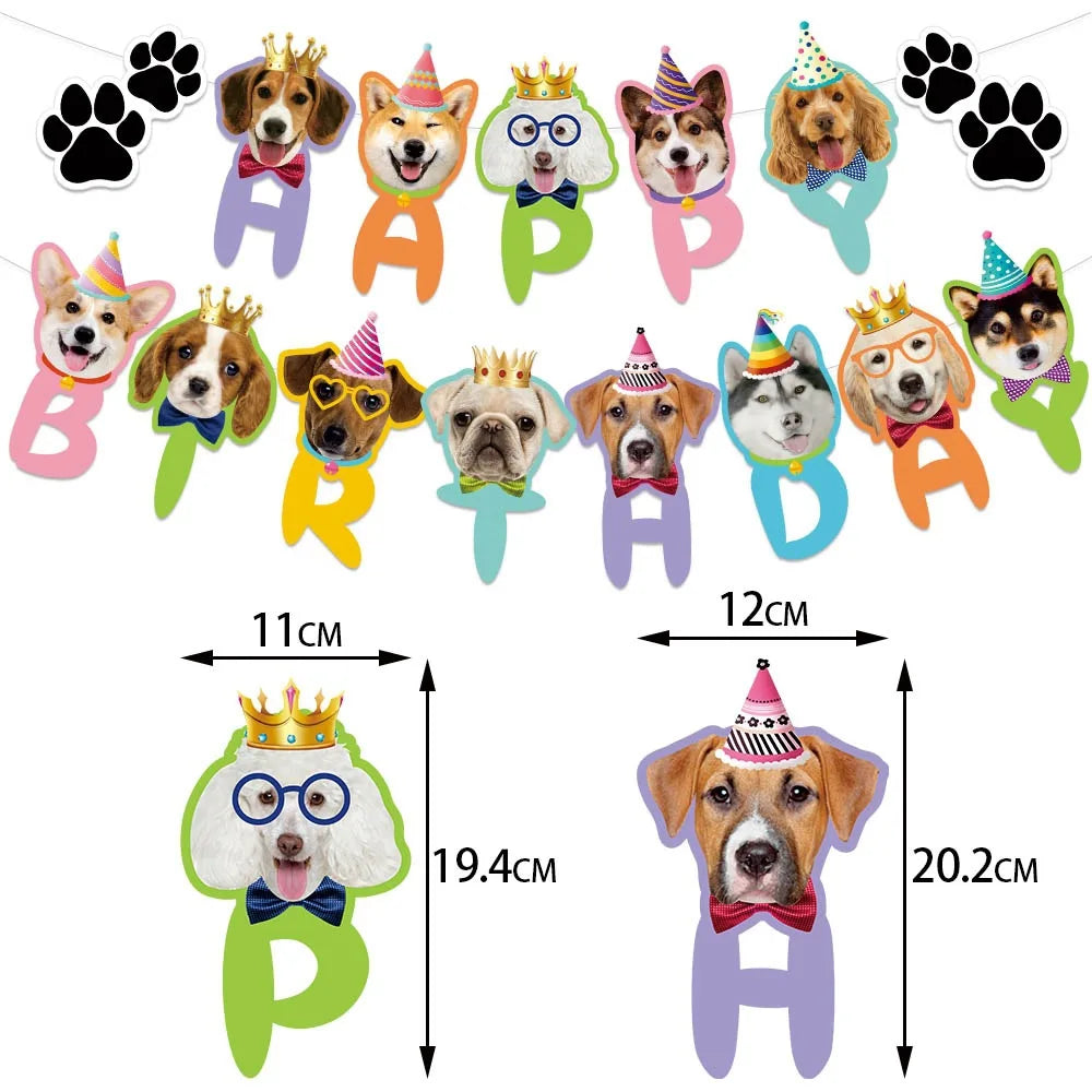 Dog Party Decoration Pet Party Tableware Plate Cup Napkin Tablecloth Birthday Party Banner
