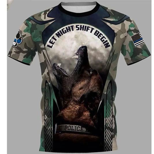 the ALPHAS - Fashion Men's Sports T-Shirt, Dutch Belgian Shepherd 3D Print Outdoor Casual Clothing, Pet Dog Work Uniform, Short Sleeve Tops