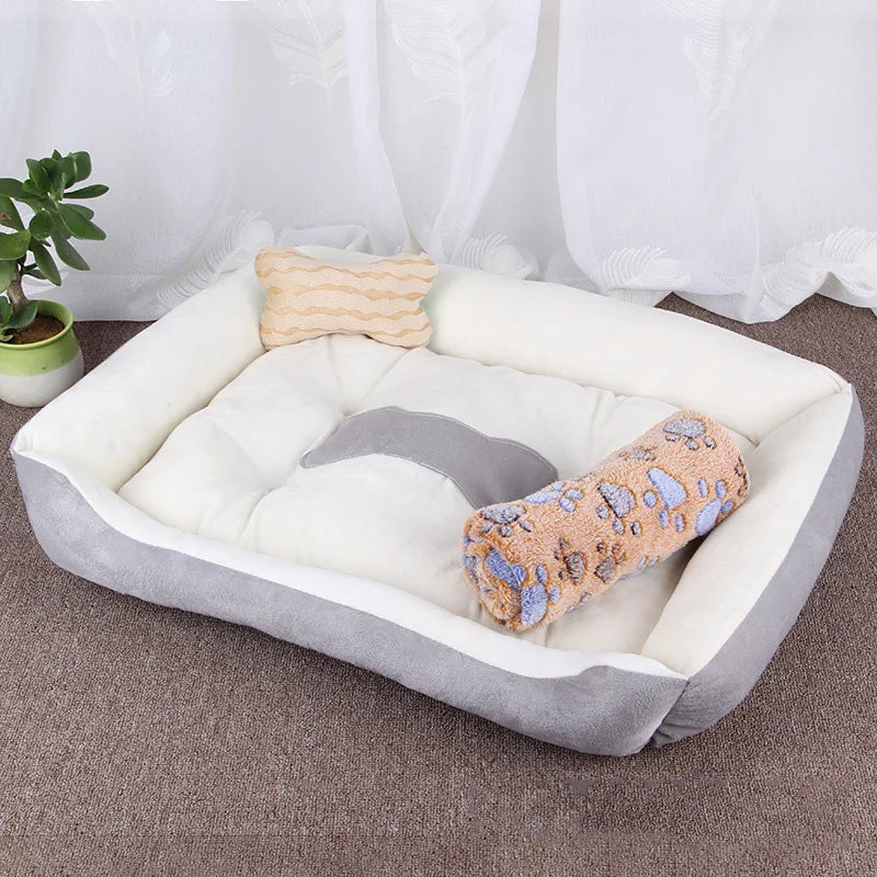 Non-slip Pet Bone Bed for Small Medium Large Dogs Winter Warm Puppy Big Dog Cushion Bulldog Cat mascotas Beds legowisko dla psa