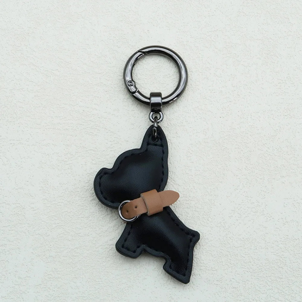 Kawaii Cute Chubby Leather Keychain French Bulldog Charm Dog Dolls Bag Hanging Exquisite Dog Pendant Friend