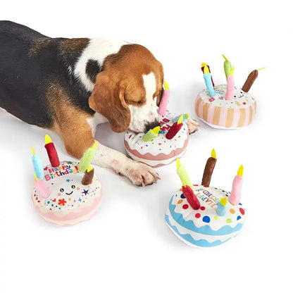 BOOTEELY Birthday Cake Pet Dog Soundmaking Interest Toys Bite Resistant Molar To Pass The Time Plush Gnaw Toys Birthday Gift