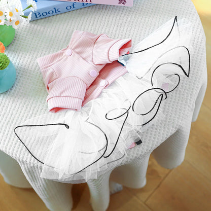 Fancy Bowtie Pet Dress For Dogs Spring Summer Puppy One Piece Apparel Girl Female Luxury  Formal Cat Wear Yorkshire Terrier Item