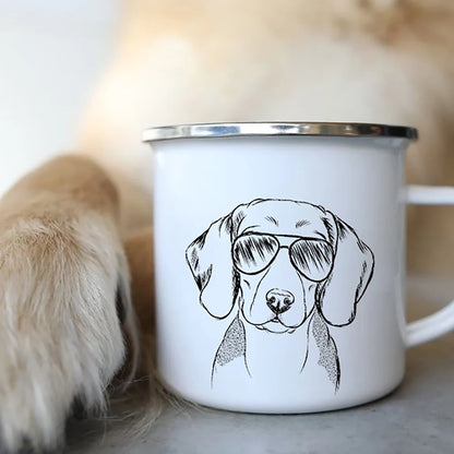 Personalized Mug Coffee Cups Funny Glasses Dog Print Coffee Mugs Sketch Bulldog Creative Enamel Cups Beer Cup Unusual Tea Cup