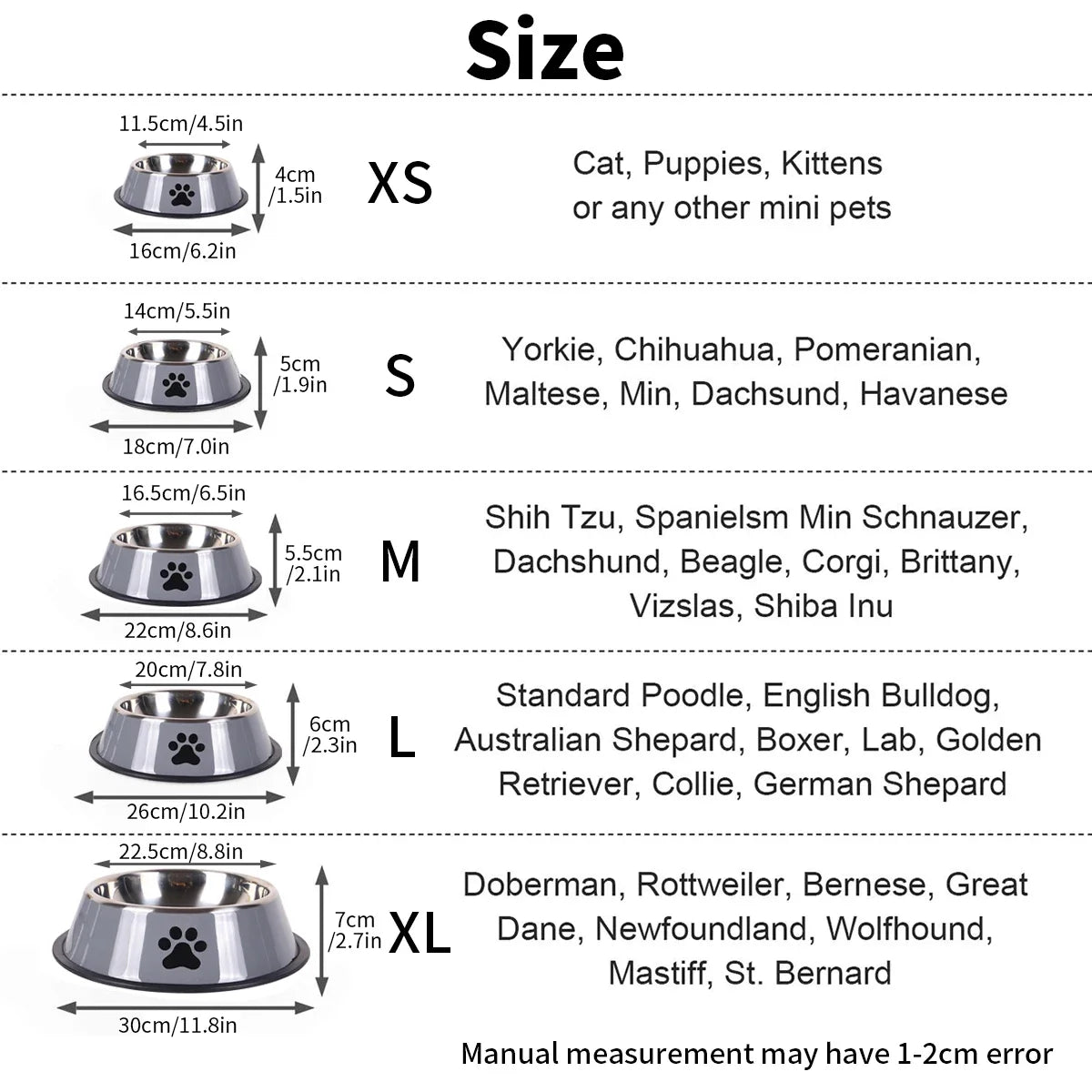 Stainless Steel Pet Bowl Cat  Dog Food Bowl Multi-Specification Anti-fall Food Bowl Food Bowl Feeding Pet Supplies 16 To 22 Cm