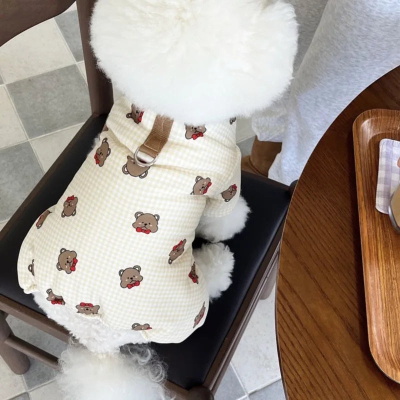 the SNUGGLEBEAR OUTDOOR COAT - Waterproof Cotton Jacket with Bear Print, Warm Winter Coat, Four-Legged Dog Clothes, Chihuahua, Poodle, Bichon Puppy Accessories