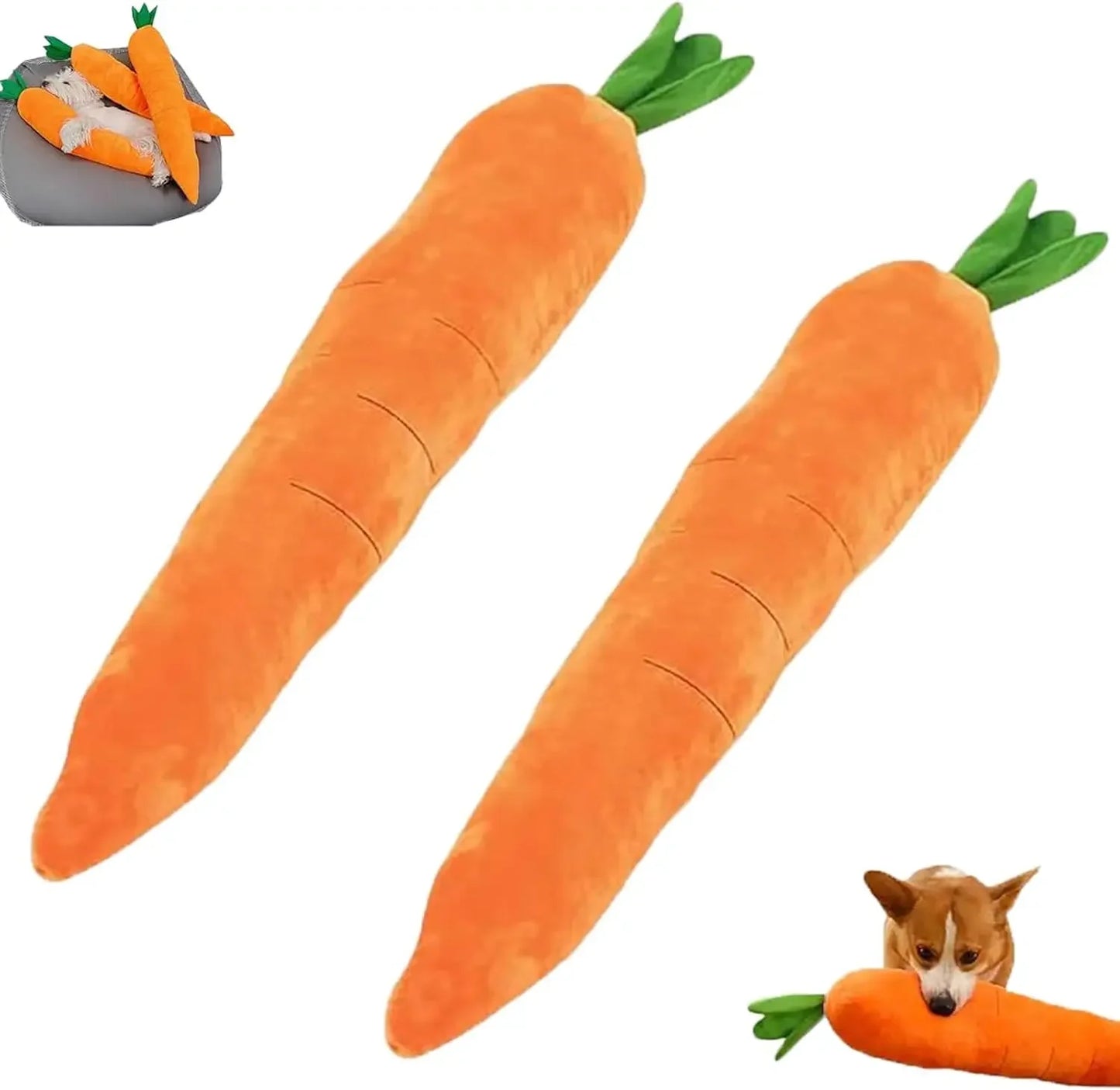 Giant Carrot Dog Toy with Sounds Extra Large 29.5" Durable Plush Chew Toy Anxiety Relief Calming Puppies Adult Dogs Pet Supplies