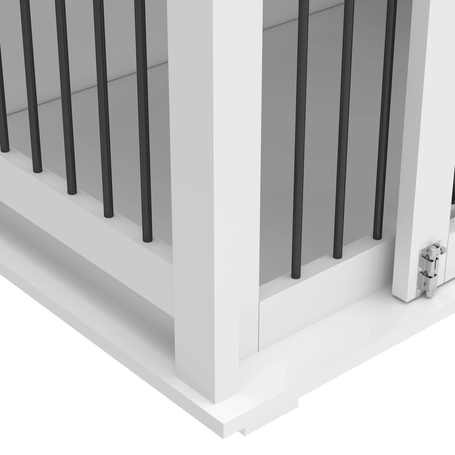 the DOG SPACE - 63 Inch Wooden Double Dog Crate with 2 Drawers and Sliding Door