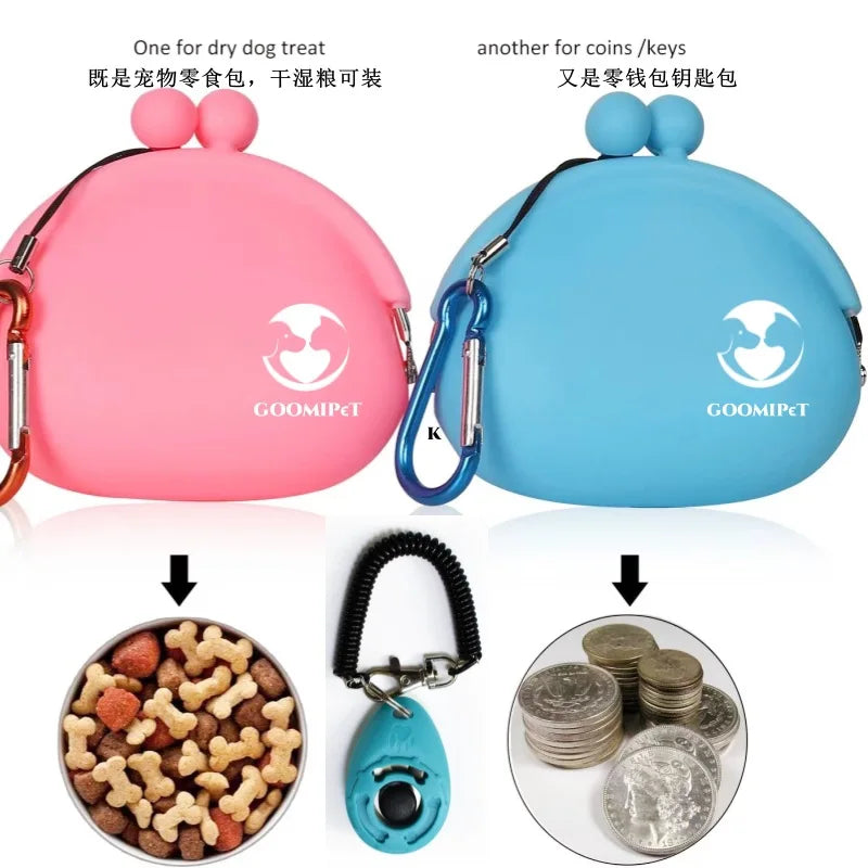 the QUICKBITE TRAINING POUCH - Mini Silicone Pet Dog Train Food Snacks Pockets Bag, Walking Dog Training Food Storage Waist - Pet Travel Outdoor Product Supply