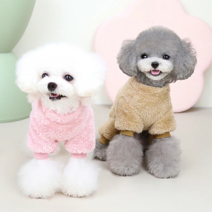 Autumn Winter Dog Cat Warm Clothes Pullover Plush Jumpsuit for Small Medium Dogs Chihuahua Poodle Bulldog Four-legged Coat