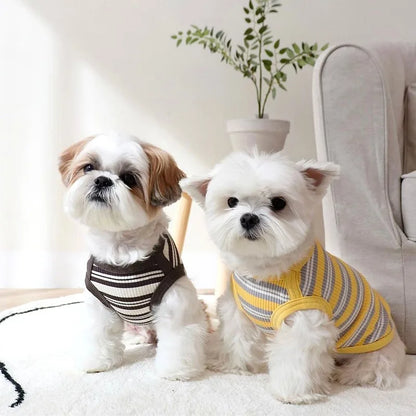 Striped Pet Dog Vest Breathable Dog Clothes Chihuahua Yorkie Clothing  for Small Medium Dogs Cute Puppy T-shirt Pet Supplies