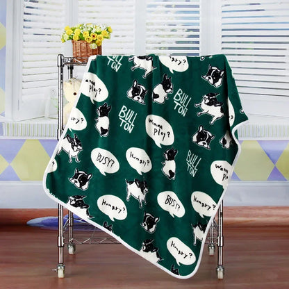 100x75cm Warm Pet Beds Cover Mat Thickened Coral Fleece Dog Blanket Soft BullDog Printed Quilt  Pet Sleeping Blanket Pet Mat