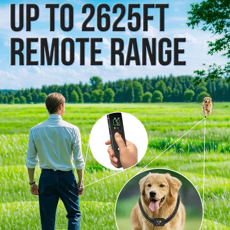 the DOG TRAINER - 1000m Electric Dog Training Collar, Pet Remote Control Type-C Backlight Display Shock Vibration Sound Collar with Security Lock