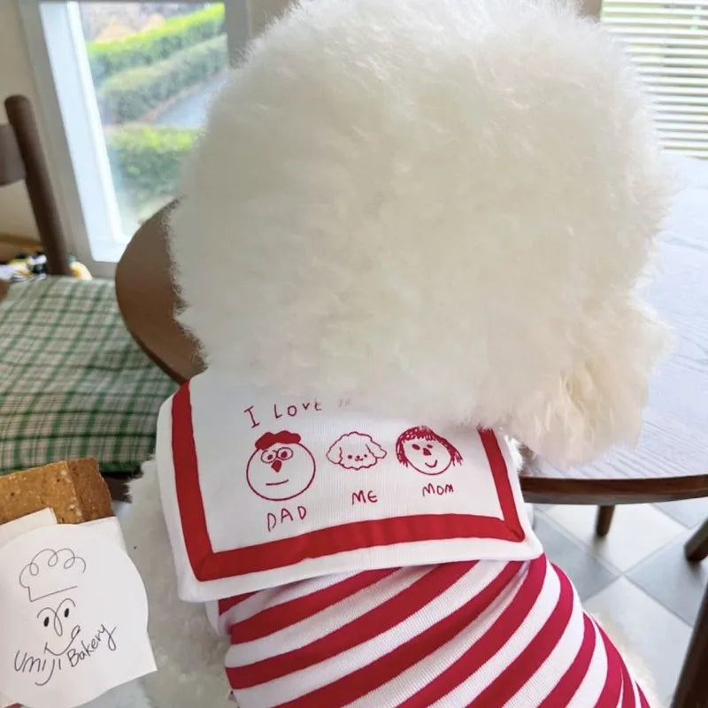 the FAMILY DOG - Clothes for Small Dogs, Pet Stripe Vest, Summer Cotton Dog Clothing, Cats/Puppy T-Shirt, Chihuahua/Yorkshire Cute Dog Costume