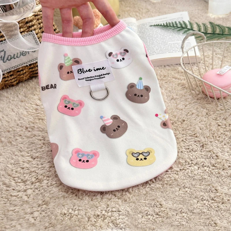 Four Seasons NewinsJapanese and Korean Style Thermal Pet Dog Cat Clothes Teddy Bichon Pulling Vest Wholesale