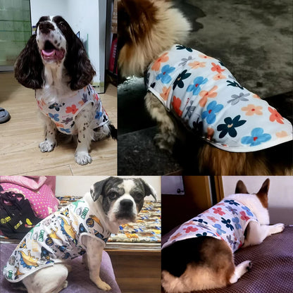 Cute Summer Pet Dog Cooling Vest Cartoon Soft Clothing Summer Casual Shirts Small Medium Large Dogs Puppy French Bulldog Clothes