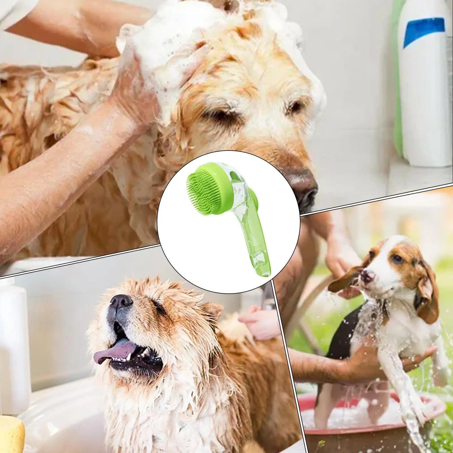 the BATHBREEZE MASSAGE BRUSH - Pet Bath Brush, Bathing Brush for Dog, Bath Gentle Scrub Massager with Soap Dispenser, Portable Washer Tool for Shower Massage