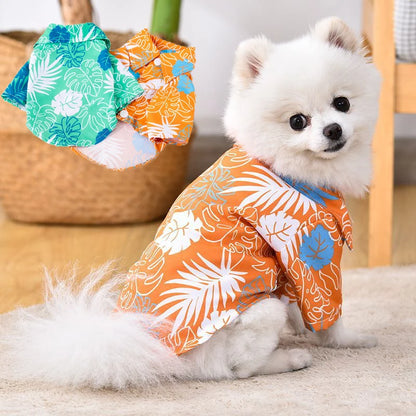 Hawaiian Style Dog Shirt Coconut Tree Patern Dog Vest Chihuahua Yorkie Breathable Polo Shirt Puppy T-Shirt Summer Pet Clothes