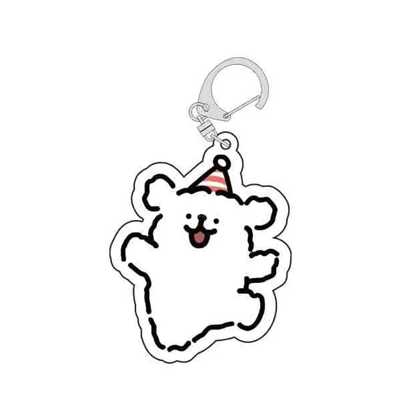 Cartoon Little White Dog Key Chain Cute Acrylic Maltese Dog Bag Pendant Micro Landscape Decoration Key Ring Jewelry Wholesale