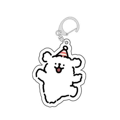 Cartoon Little White Dog Key Chain Cute Acrylic Maltese Dog Bag Pendant Micro Landscape Decoration Key Ring Jewelry Wholesale