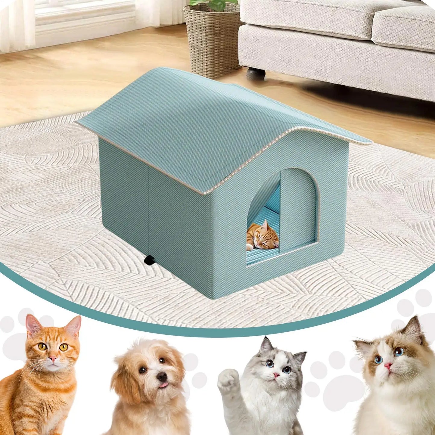 the DOG ICEHOUSE - Enclosed Dog Cooler Nest, Spacious Puppy/Kitten Ice Nesting Pet Accessory for Small/Medium/Large Pets