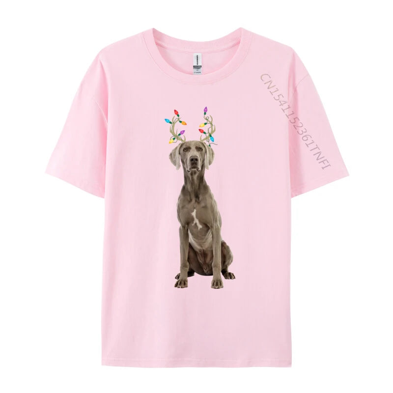 the WEIMARANER REINDEER - Weimaraner Reindeer Christmas Dog T-Shirts, Print Tee Shirts Premium Cotton Plus Size Tops