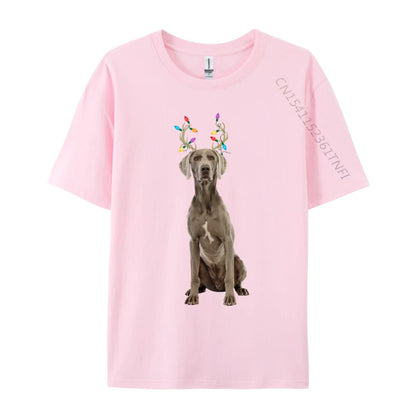 the WEIMARANER REINDEER - Weimaraner Reindeer Christmas Dog T-Shirts, Print Tee Shirts Premium Cotton Plus Size Tops