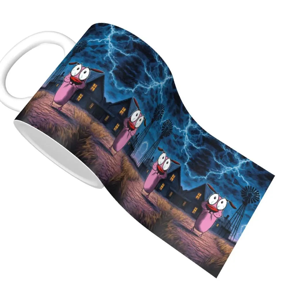 Personalized C-Courage The Cowardly Dog Coffee Mug DIY Ceramic Milk Tea Mug Cup