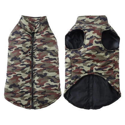 Winter Warm Big Dog Clothes Camouflage Sleeveless Pet Vest Jacket Windproof Large Dog Coat Zipper D-ring 4XL-6XL Puppy Outfits