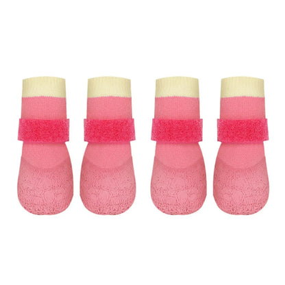 the SOFT SOLE DOG - 4PCS/Set Soft Sole Dog Waterproof Socks, Breathable Anti-Dirty Pet Foot Cover, Wear Resistant Adjustable Dog Non-Slip Shoes