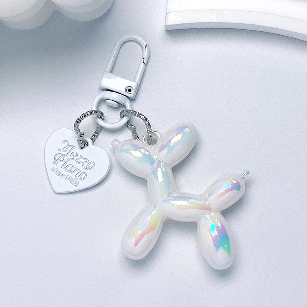 Cute Acrylic Cartoon Balloon Dog Keychains for Women Y2k Bag Pendant Couple Car Key Chains Jewelry Gift Decoration Accessories