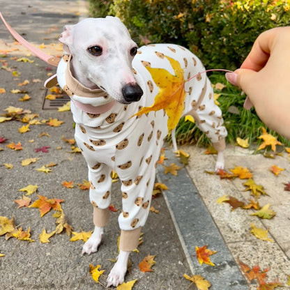 Summer Cartoon T-shirt for Italian Greyhound Breathable Khaki Cotton 4-legged Jumpsuit for Dogs Soft Coat for Whippet in Spring