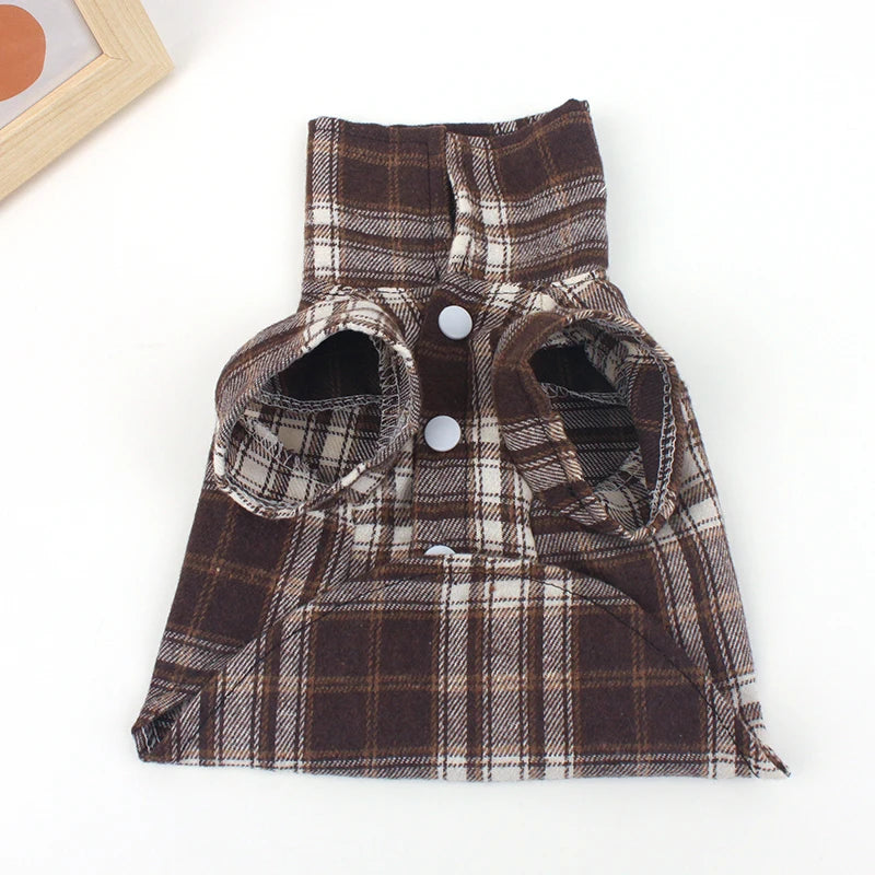 Summer Pet Shirt British Style Plaid Dog Vest Clothes For Small Dogs Chihuahua Cotton Puppy Shirts