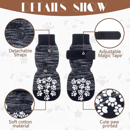 the GRIPPAWS PET SOCKS - 4PCS Pet Shoes, Dog's Foot Covers, Adjustable Indoor and Outdoor Non-Slip Socks for Pets