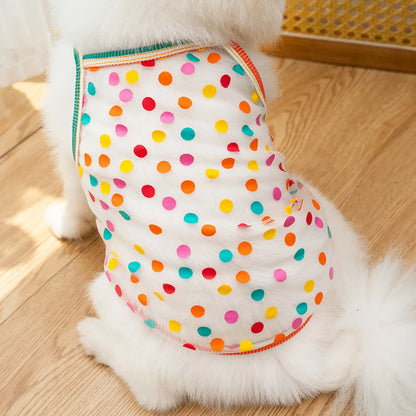 Pet Strap Sunscreen Vest Mesh Strawberries Dog Vests Dog Cat Clothing Supplies Thin Teddy Bear Colorful Dot Top Puppy Clothes