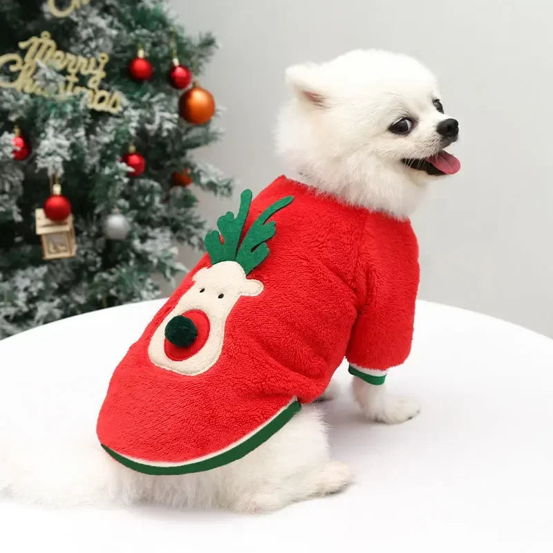 the YULEPAW WINTER COAT - Dog Christmas Clothes, Winter Warm Pet Clothes for Small/Medium Dogs, Elk Santa Claus Dog/Cats Coat Hoodies, Christmas Dogs Costume