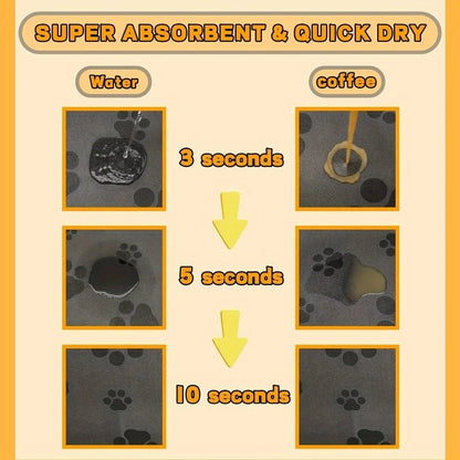 Quick-drying and Absorbent Dog Feeding Mat Non-slip and Anti-pad with Paw Print Design Suitable for Food and Water Bowls