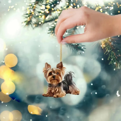 Cute Yorkshire Terrier Dog Acrylic Pendant Versatile Charm Puppy Keychain For Car Mirrors, Backpacks & Home, Festive Party Decor