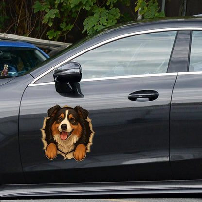 Australian Shepherd Car Sticker – Funny Peeking Dog Vinyl Decal, Waterproof Pet Lover Decoration for Vehicles,window,wall