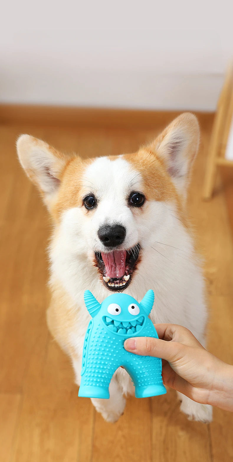 Dog Molar Toy Food Grade Silicone BPA Cute Little Monster Dog Tooth Cleaning Interactive Bite Resistant Sound Toy Pet Supplies