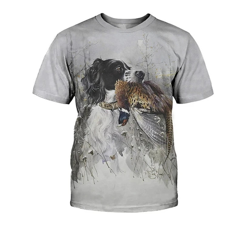 the HUNTING DOG - Hunting Dog Print T-Shirts for Men, Round Neck Short Sleeve Dachshund Graphic Tops, Casual Men/Women T-Shirts