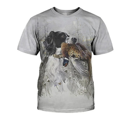 the HUNTING DOG - Hunting Dog Print T-Shirts for Men, Round Neck Short Sleeve Dachshund Graphic Tops, Casual Men/Women T-Shirts