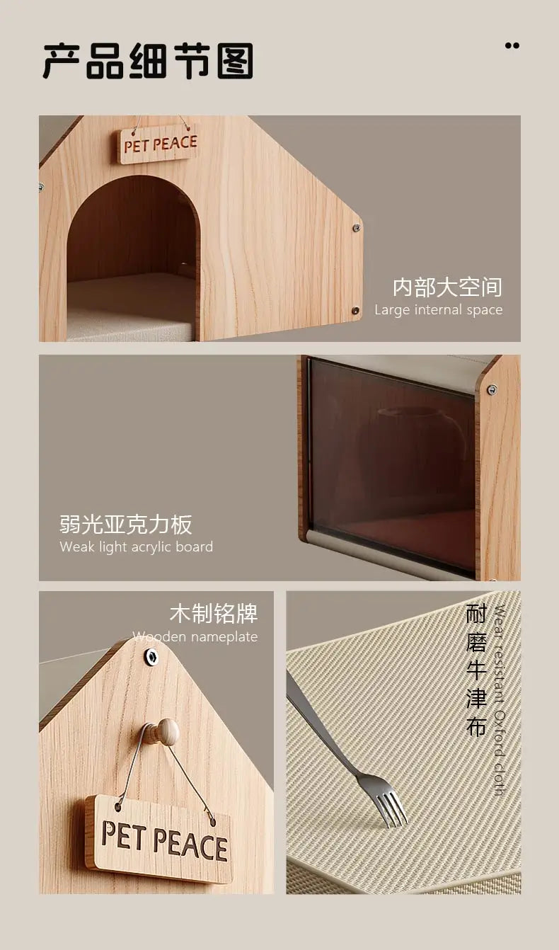 the SERENITY SANCTUARY - Doghouse, Closed Design, Sense of Security, Summer Doghouse, Pet Dog, Solid Wood House, Indoor
