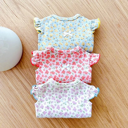 Luxury Dog Clothes Floral Print Dog Vest T-shirt for Chihuahua Bulldog Clothing Spring Lovely Puppy Cat Vest Summer Pet Costume