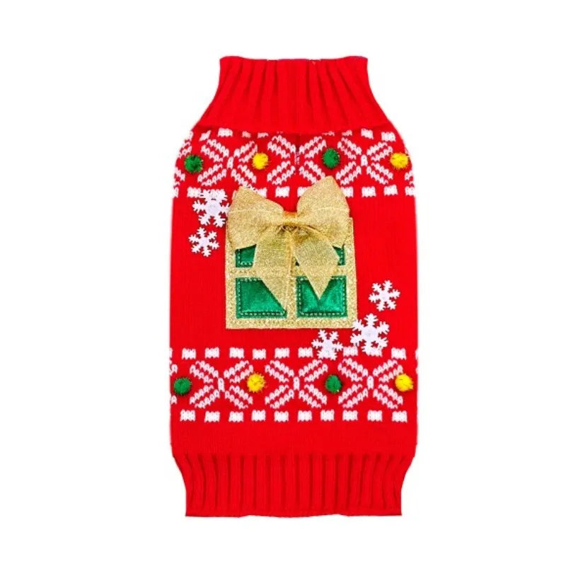 the PAW-LIDAY SWEATER - Christmas Warm Clothes for Dogs, Small/Medium/Large Dog Winter Sweater, Pet Clothing Knitted Coat, Cartoon Striped Big Dog Clothes