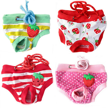 Pet Dog Diaper Cute Fruit Print Dog Shorts Puppy Sanitary Physiological Pants Washable Female Dog Panties Underwear Briefs
