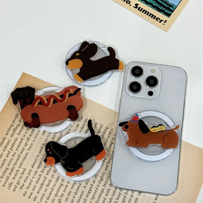 Cute Dachshund Dog Magnetic Holder Grip Tok Griptok Phone Stand Holder Support For iPhone For Pad Magsafe Smart Tok
