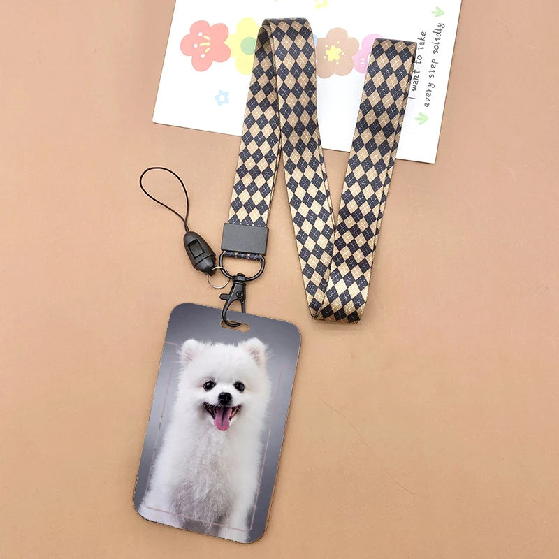 Cat and dog pattern Bank Credit ID Card Student Bus Card Holders Storage Protective Shell Pendant