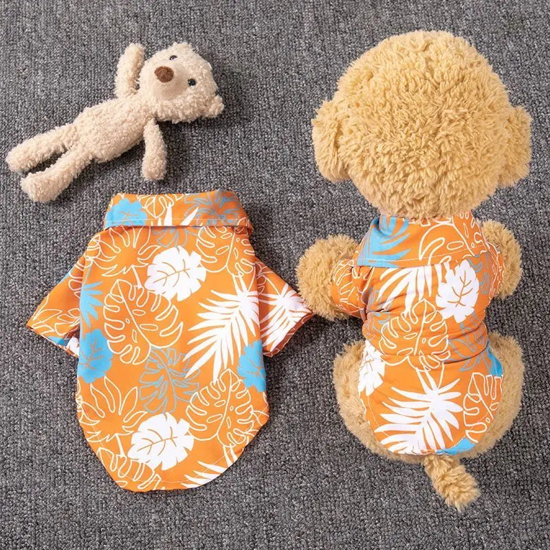 Hawaiian Style Dog Shirt Coconut Tree Patern Dog Vest Chihuahua Yorkie Breathable Polo Shirt Puppy T-Shirt Summer Pet Clothes