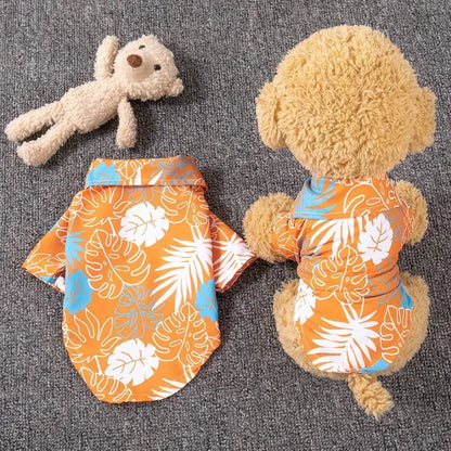 Hawaiian Style Dog Shirt Coconut Tree Patern Dog Vest Chihuahua Yorkie Breathable Polo Shirt Puppy T-Shirt Summer Pet Clothes