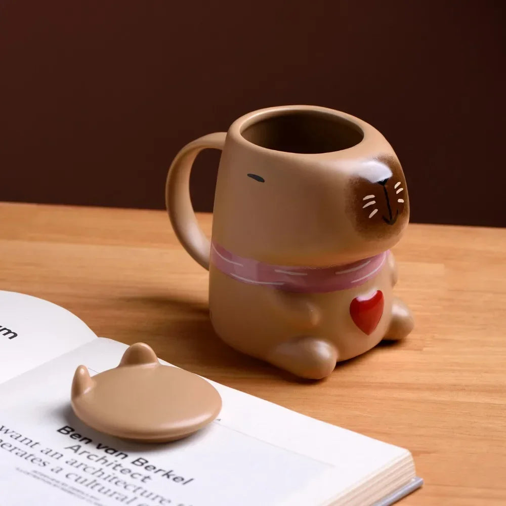 2025 New Ceramic Water Dolphin Cup Capybara Mug Home Breakfast Milk Coffee Mug Cartoon Creative Modeling Cups